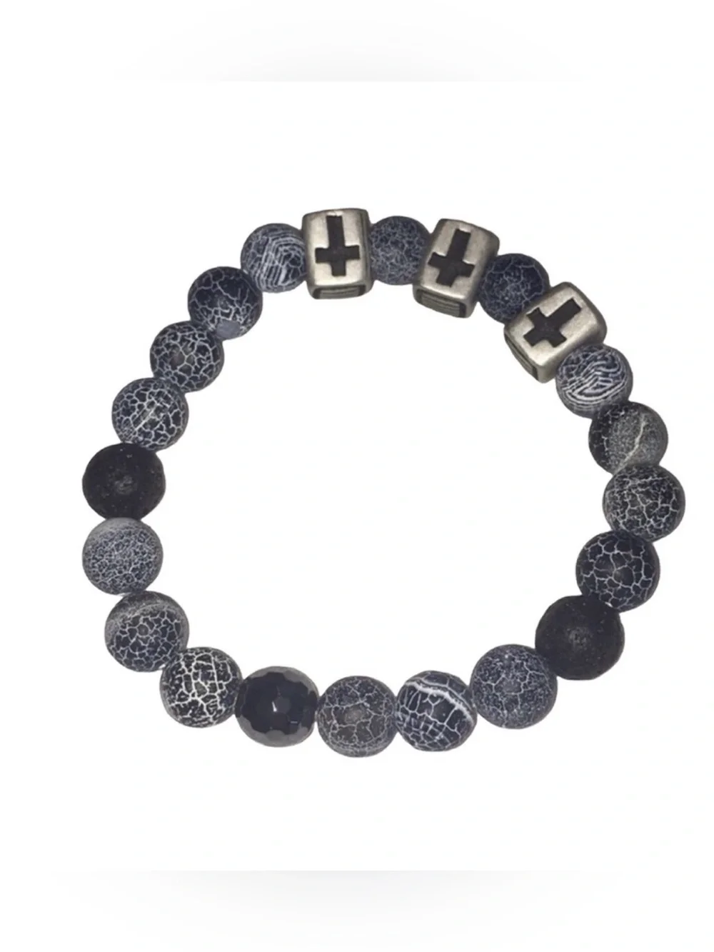 Stainless Steel Mens Duo Cross Bracelet Set.  2 Pc Set NWT